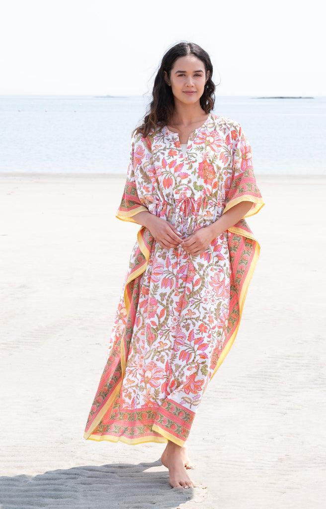 anokhi Drawstring Kaftan in Summer Tapestry