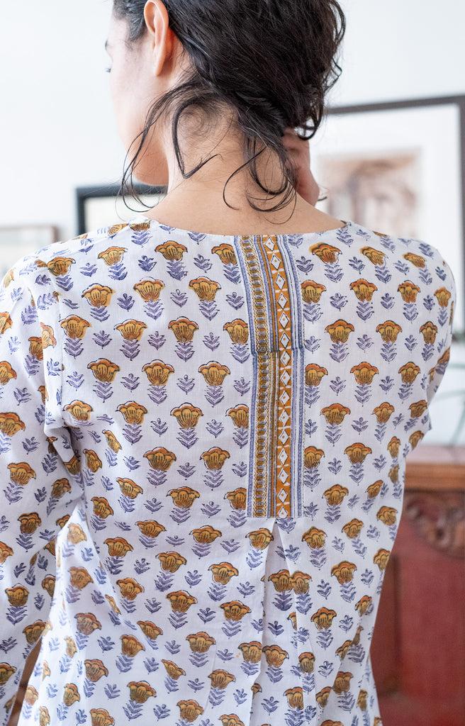 Anokhi Easy Blouse In Gold Tulip