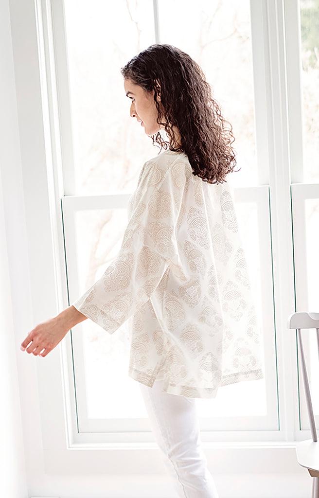 Anokhi Easy Shirt In Gold Stamp