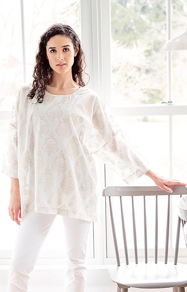 anokhi Easy Shirt in Gold Stamp