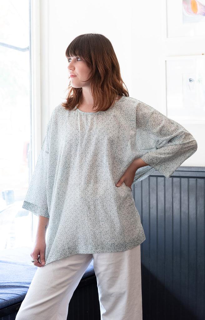 anokhi Easy Shirt in Ice Crystals