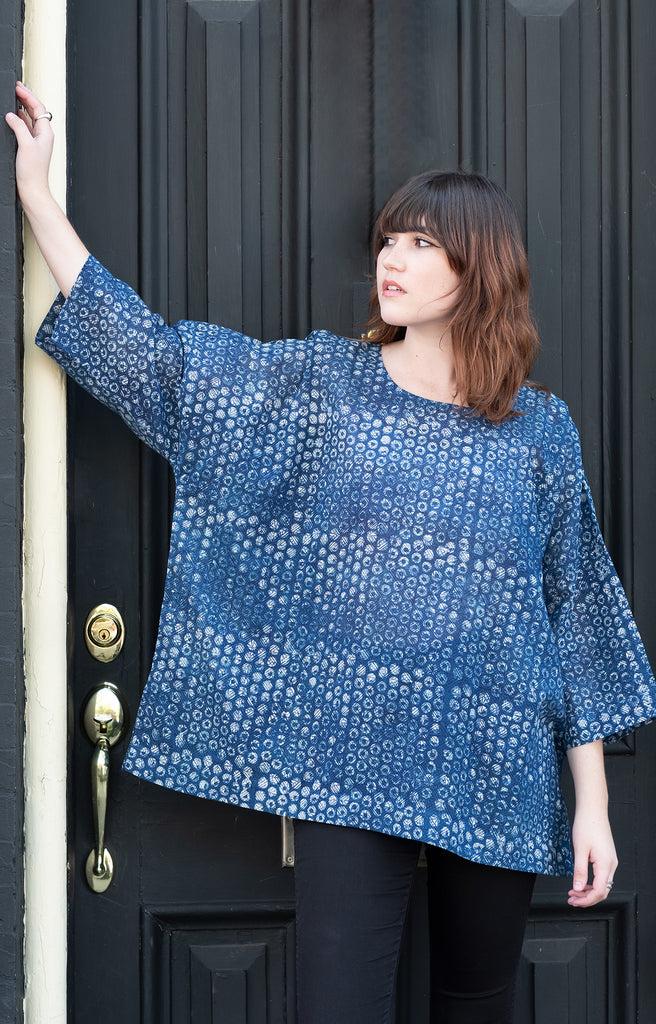 Anokhi Easy Shirt In Kyoto Blue