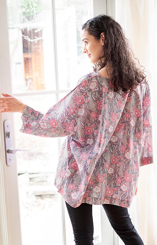 Anokhi Easy Shirt In Wild Rose