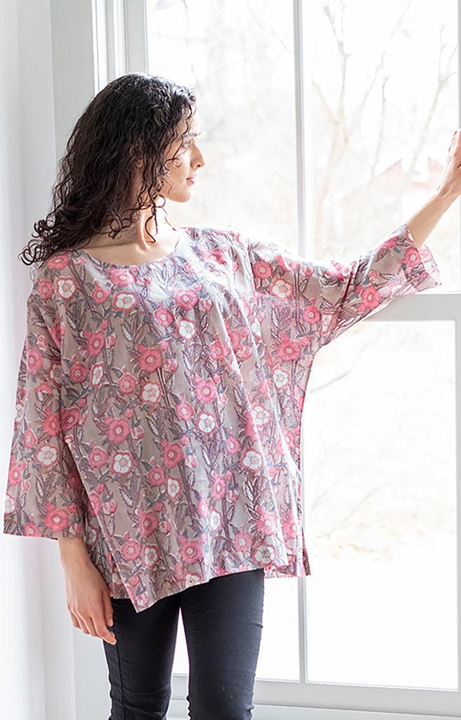 Anokhi Easy Shirt In Wild Rose