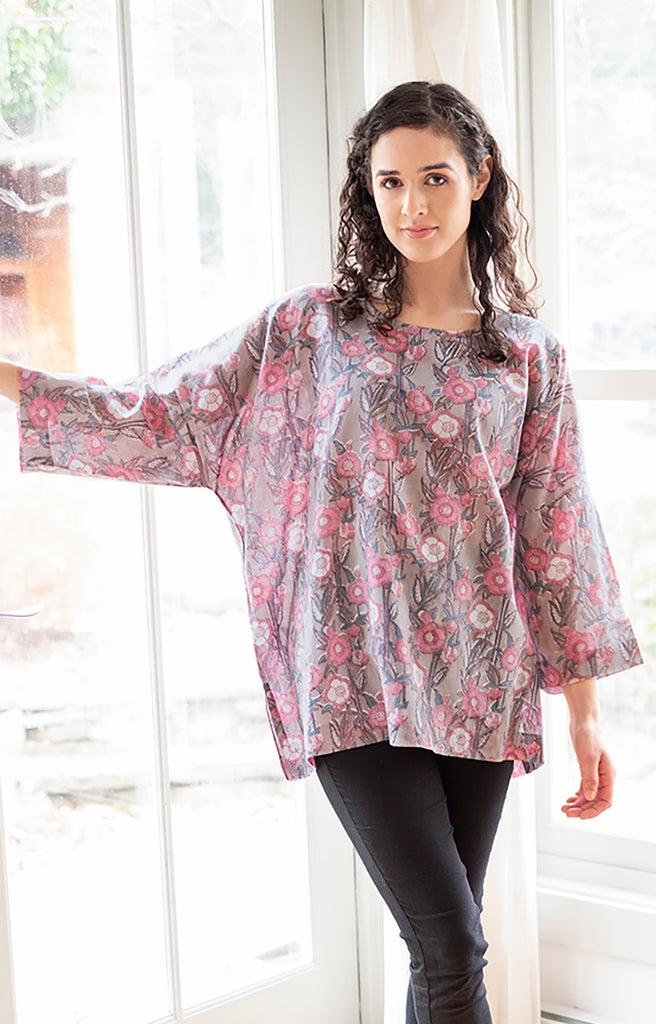 anokhi Easy Shirt in Wild Rose