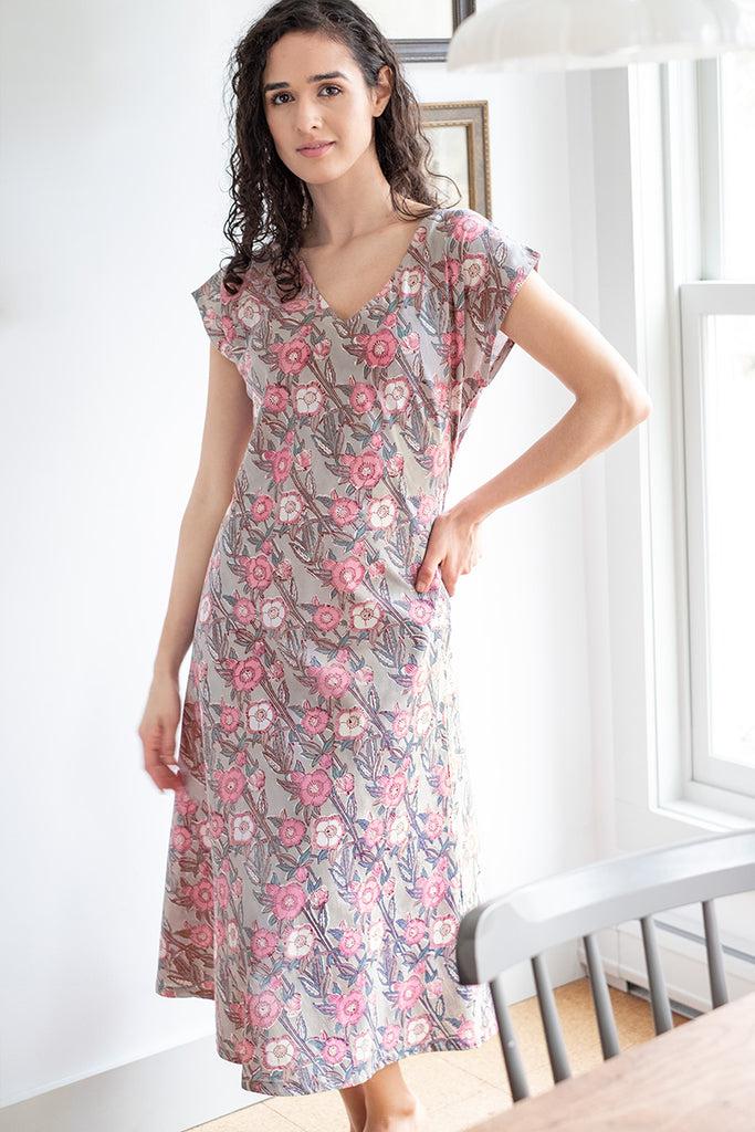 anokhi Ella Dress in Wild Rose