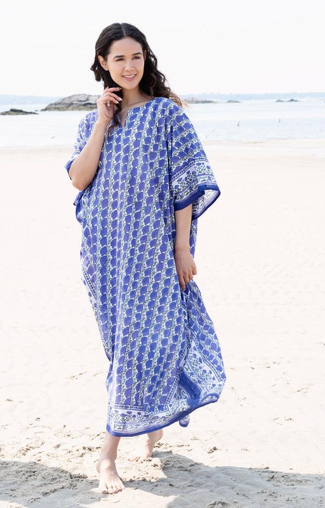 anokhi Kaftan in Lapis Poppy