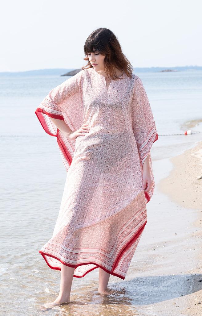 Anokhi Kaftan In Red Tiles