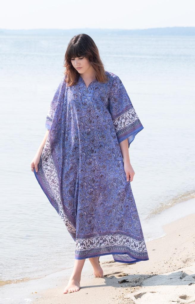 Anokhi Kaftan In Swirling Iris