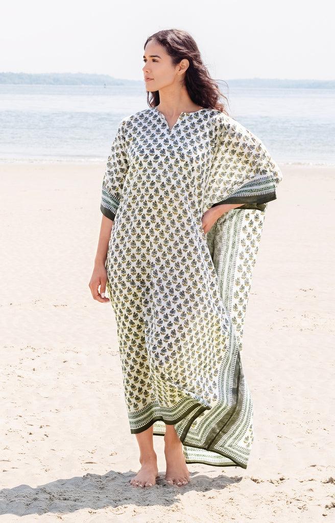 anokhi Kaftan in Trillium Flower