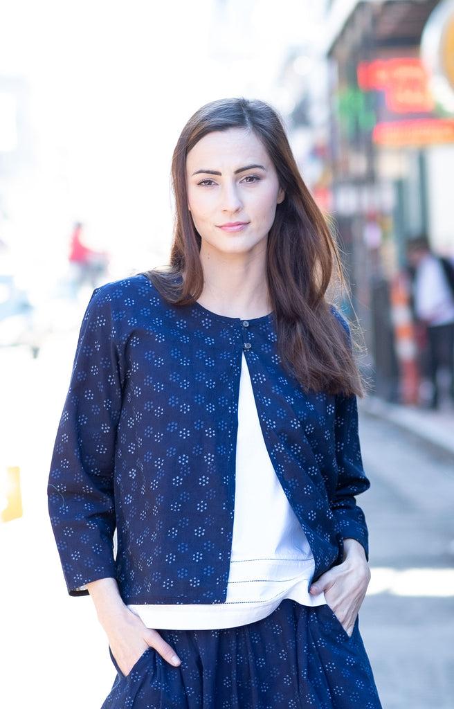 Anokhi Matinée Jacket In Dot Flower