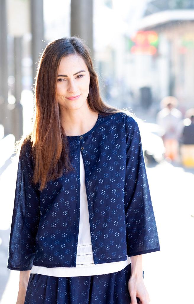 Anokhi Matinée Jacket In Dot Flower