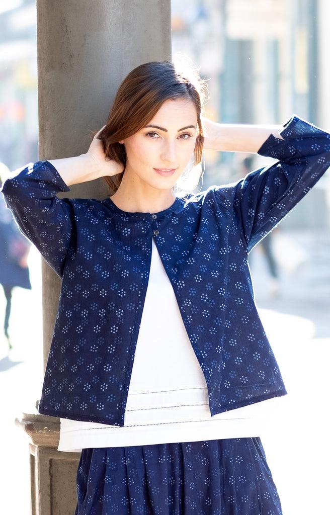 anokhi Matinée Jacket in Dot Flower