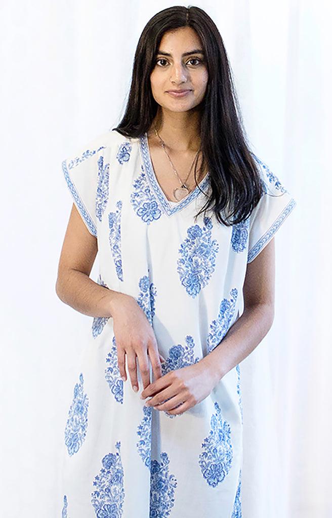 Anokhi Nightie In Blue Bouquet