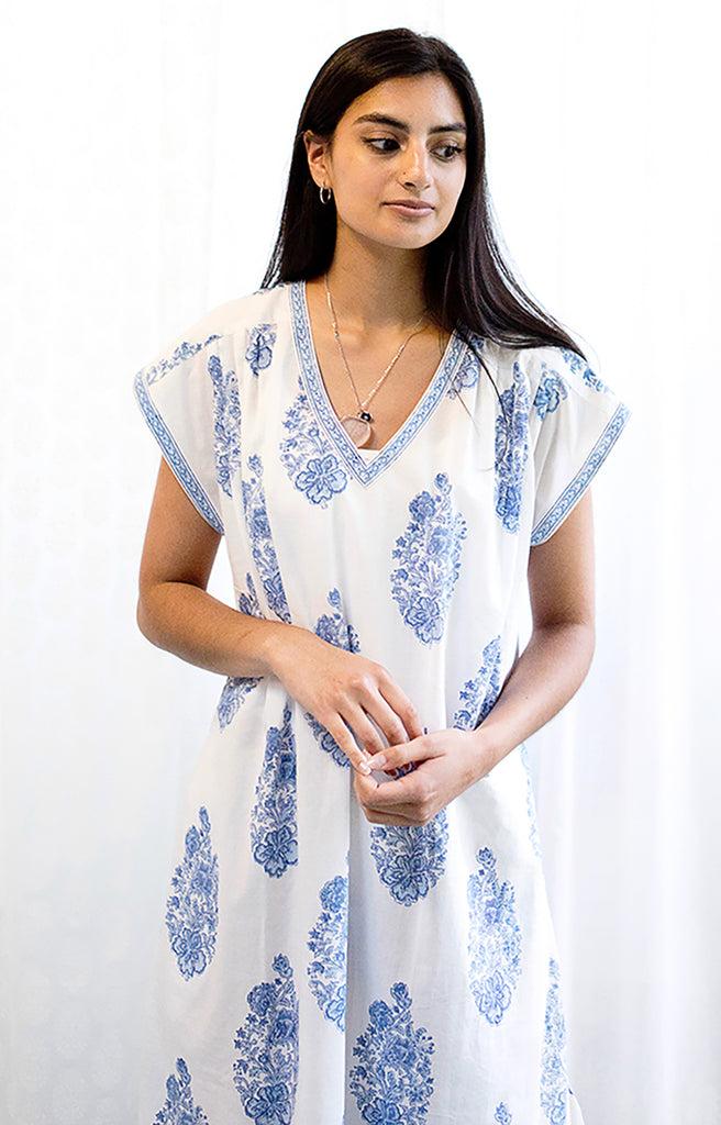 anokhi Nightie in Blue Bouquet
