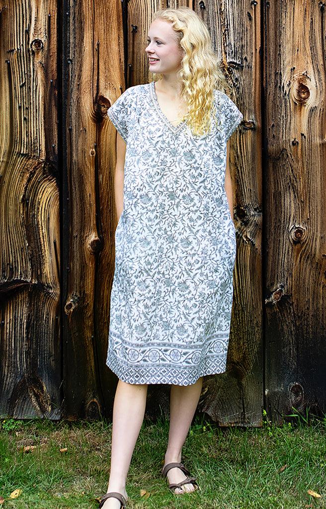 Anokhi Nightie In Grey Vines
