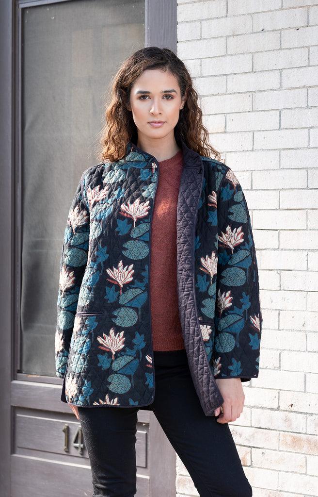 anokhi Quilted Jacket in Night Lily