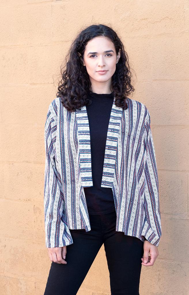 anokhi Sara Jacket in Navy Stripe