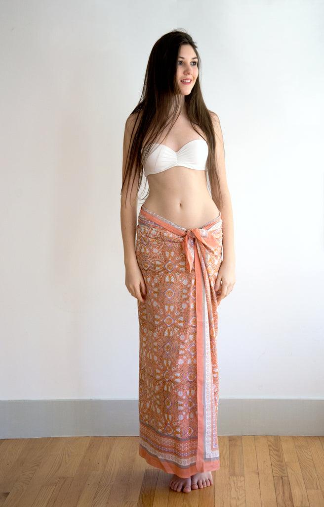 Anokhi Sarong In Peach Deco