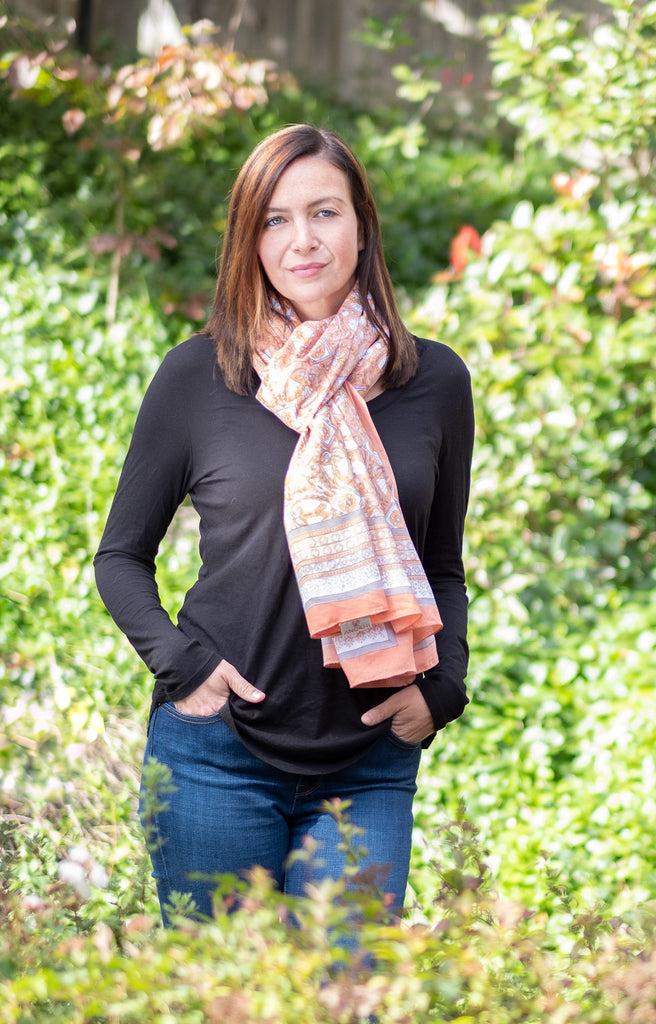 anokhi Sarong in Peach Deco