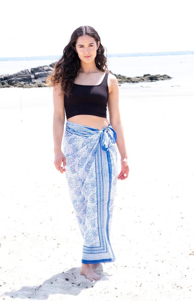 anokhi Sarong in Porcelain Flower White