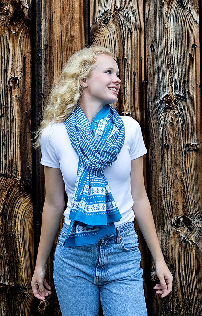 Anokhi Sarong In Striped Denim