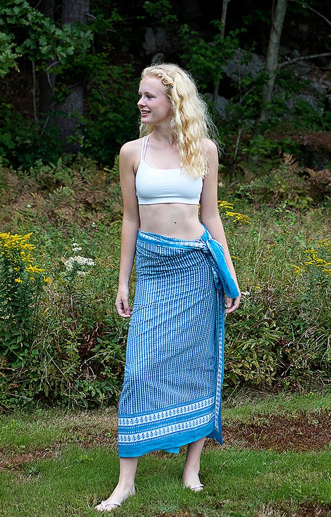 anokhi Sarong in Striped Denim