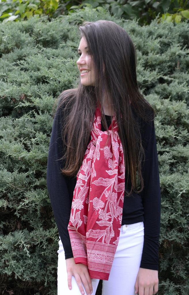 Anokhi Scarf In Acadian Red
