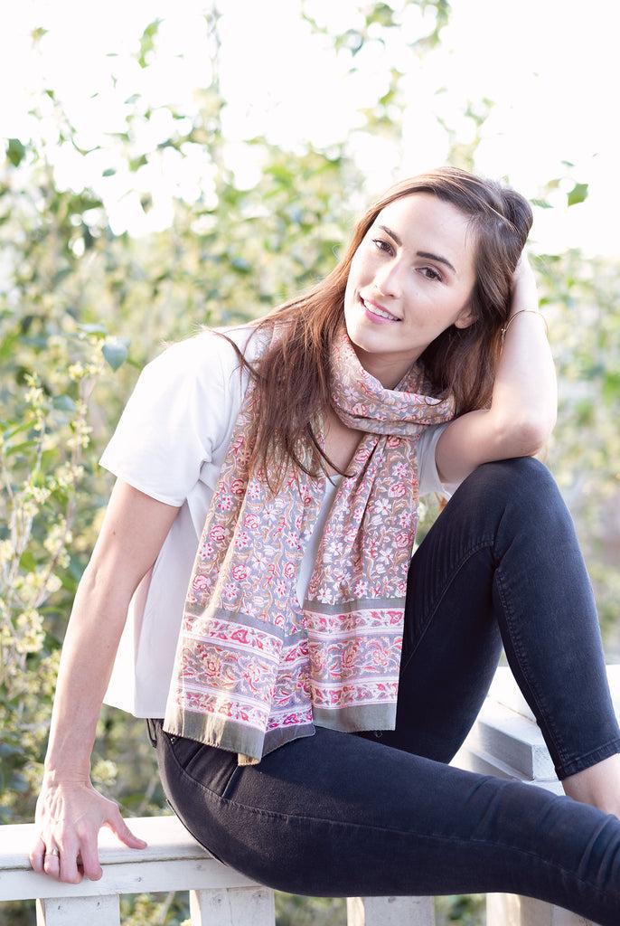 Anokhi Scarf In Autumn Wildflowers