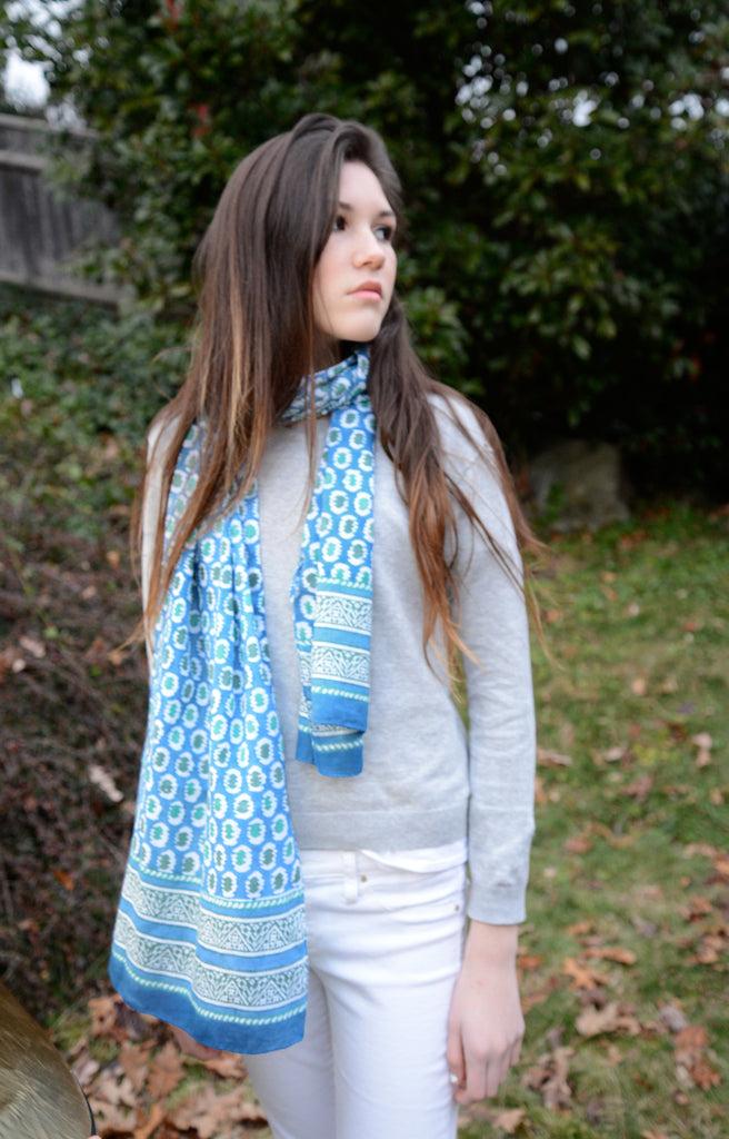 Anokhi Scarf In Bendy Blue