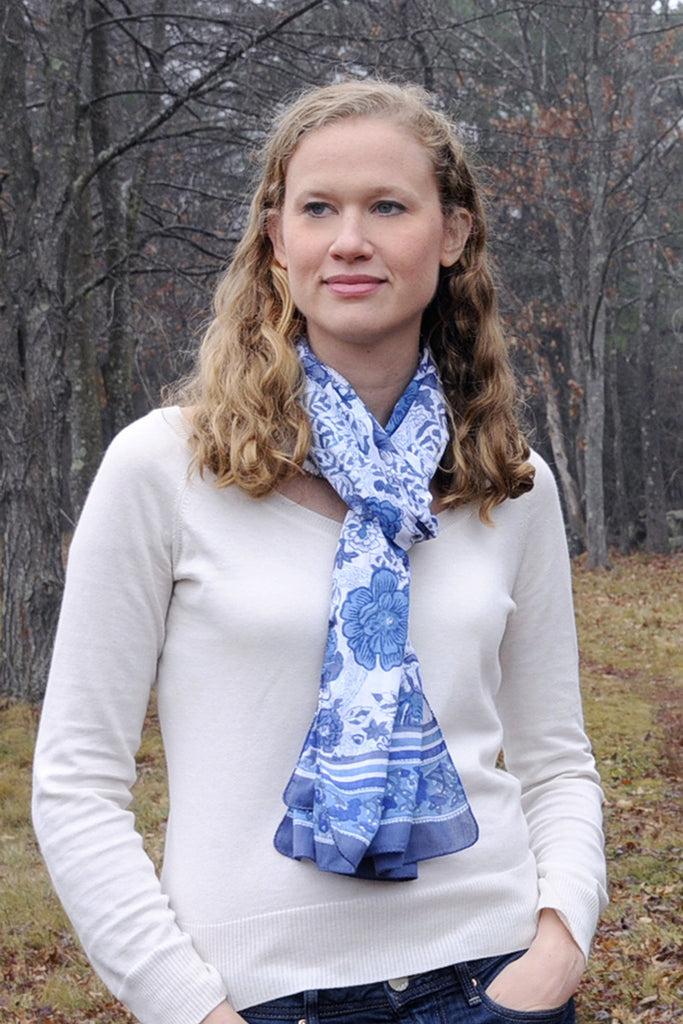 Anokhi Scarf In Blue Roses