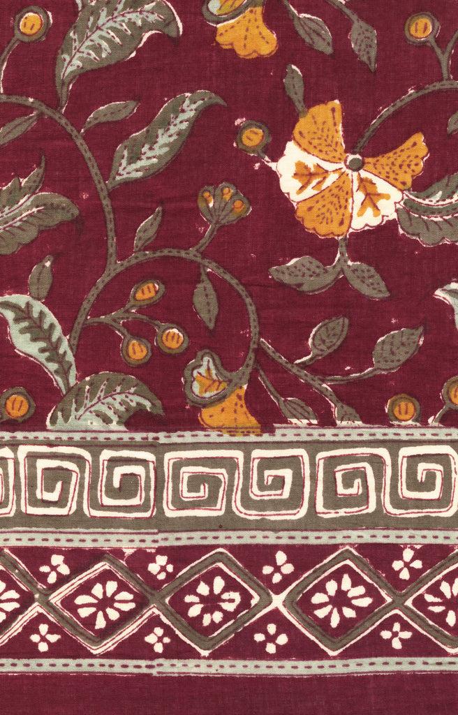 anokhi Scarf in Burgundy Fan Flower