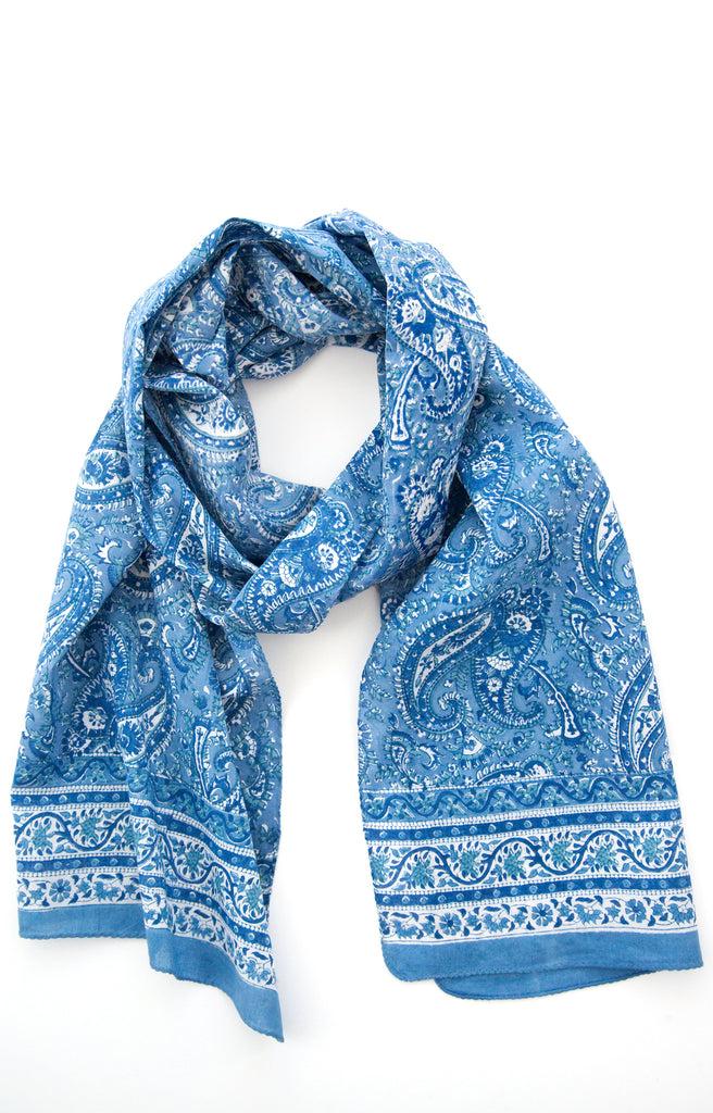 Anokhi Scarf In Denim Paisley