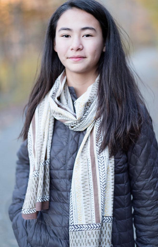 Anokhi Scarf In Goldenrod Stripe