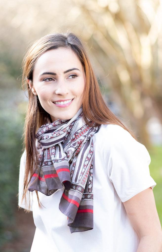 Anokhi Scarf In Guinea Stripe