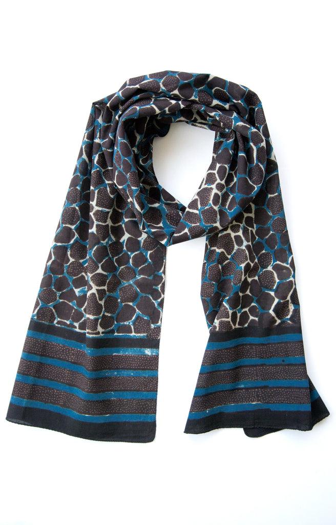 Anokhi Scarf In Indigo Giraffe