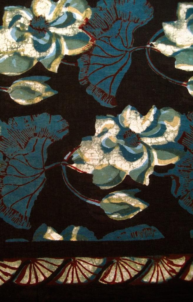 anokhi Scarf in Indigo Green Lotus