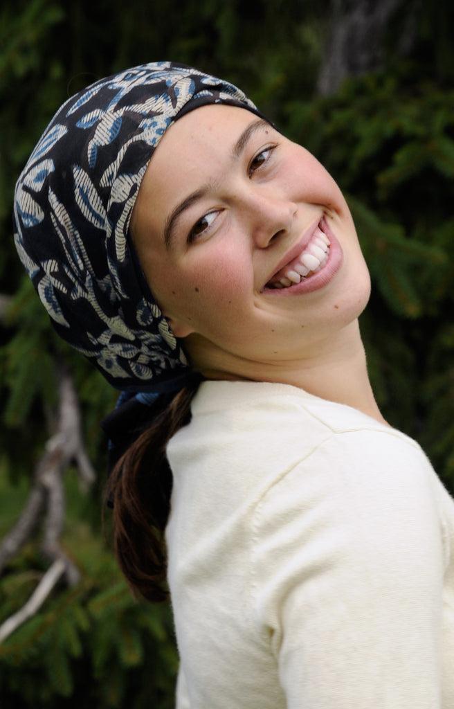 Anokhi Scarf In Indigo Stencil Flower