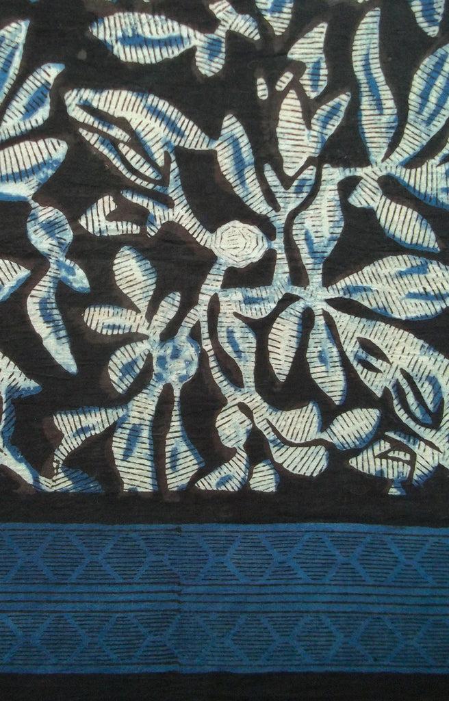 anokhi Scarf in Indigo Stencil Flower
