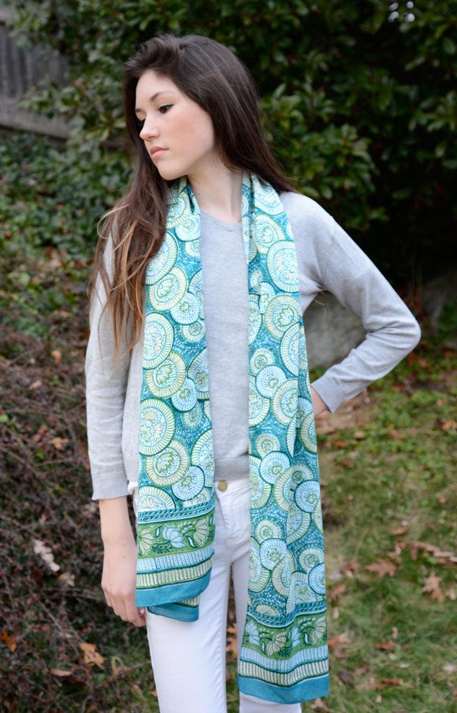 Anokhi Scarf In Jade Circles