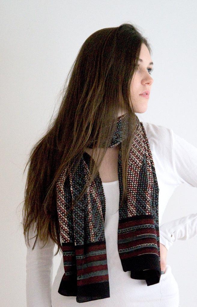 Anokhi Scarf In Japanese Stripe
