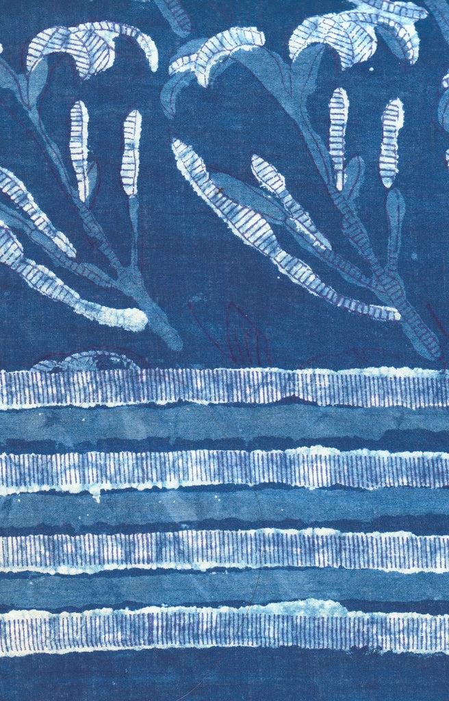 anokhi Scarf in Lilies on Indigo