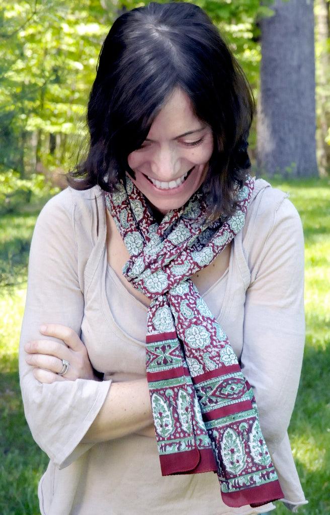 Anokhi Scarf In Maroon Medallions