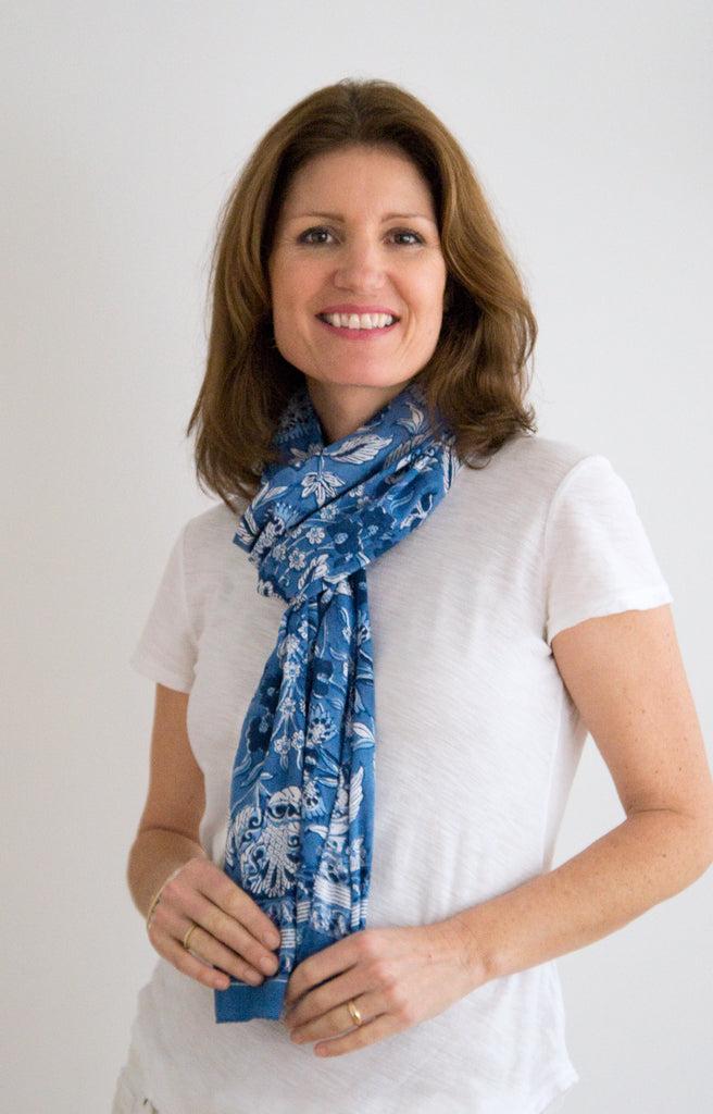 Anokhi Scarf In Ming Blue