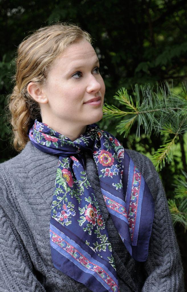Anokhi Scarf In Paisley Floral Purple