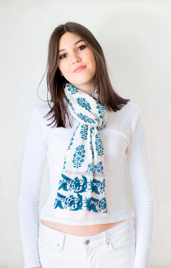 Anokhi Scarf In Prussian Echo