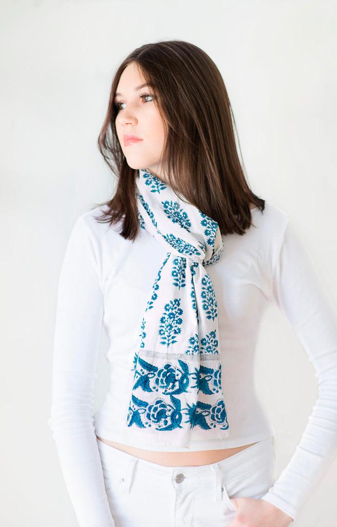 Anokhi Scarf In Prussian Echo