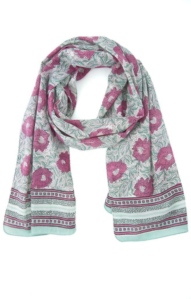 Anokhi Scarf In Raspberry Sea Flower