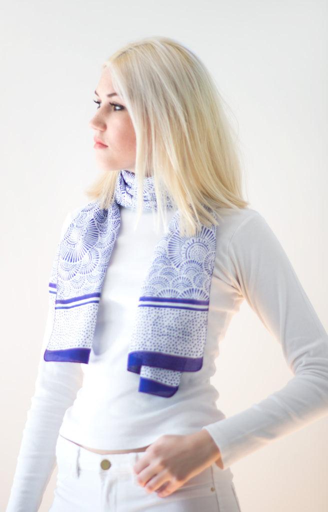 Anokhi Scarf In Ripples Blue