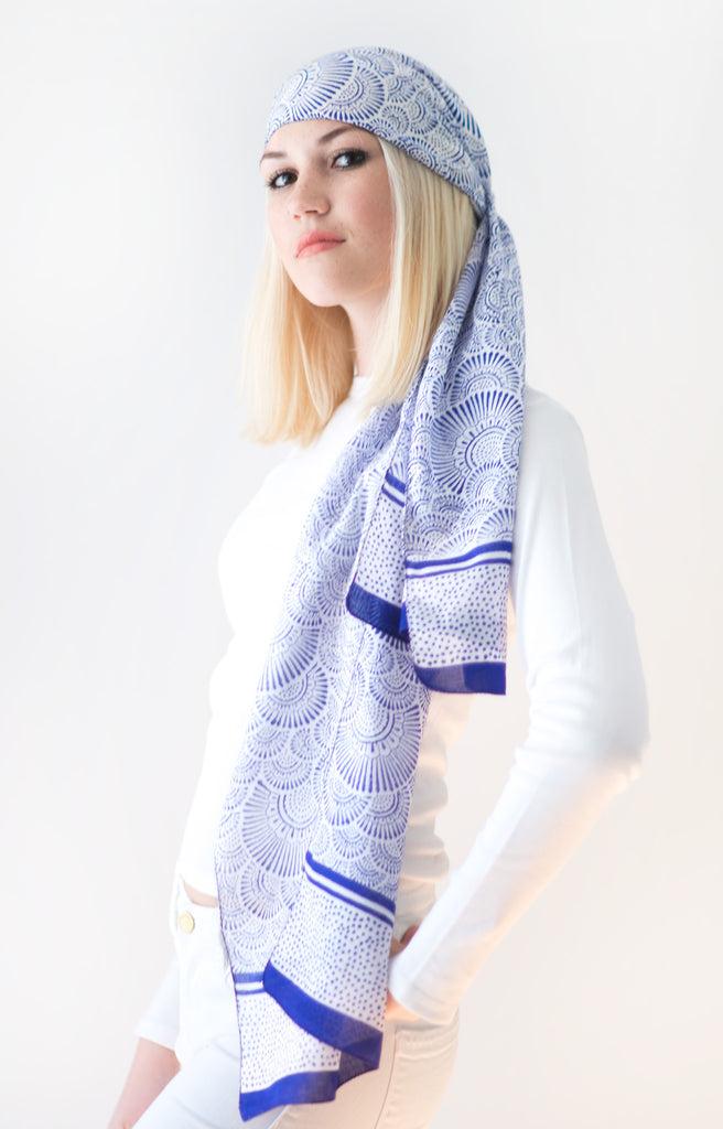 Anokhi Scarf In Ripples Blue